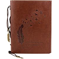 Los mejores  - VEESUN A5 Libreta Bonitas Cuaderno de Cuero Vintage Diario de Viaje Recargable Bloc de Notas Bullet Journal con Página…